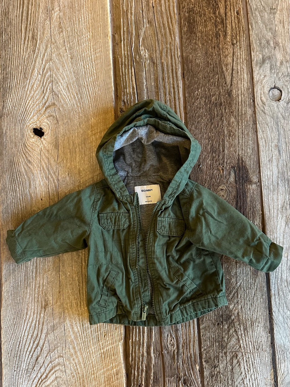 Old Navy Army Green Kids Hooded Raincoat
